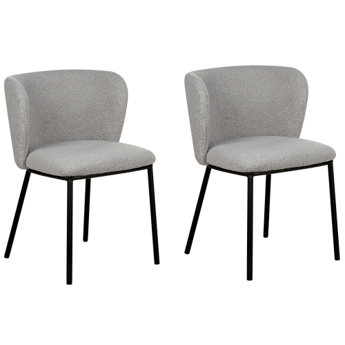 Beliani Set of 2 Dining Chairs MINA Boucle Grey 1