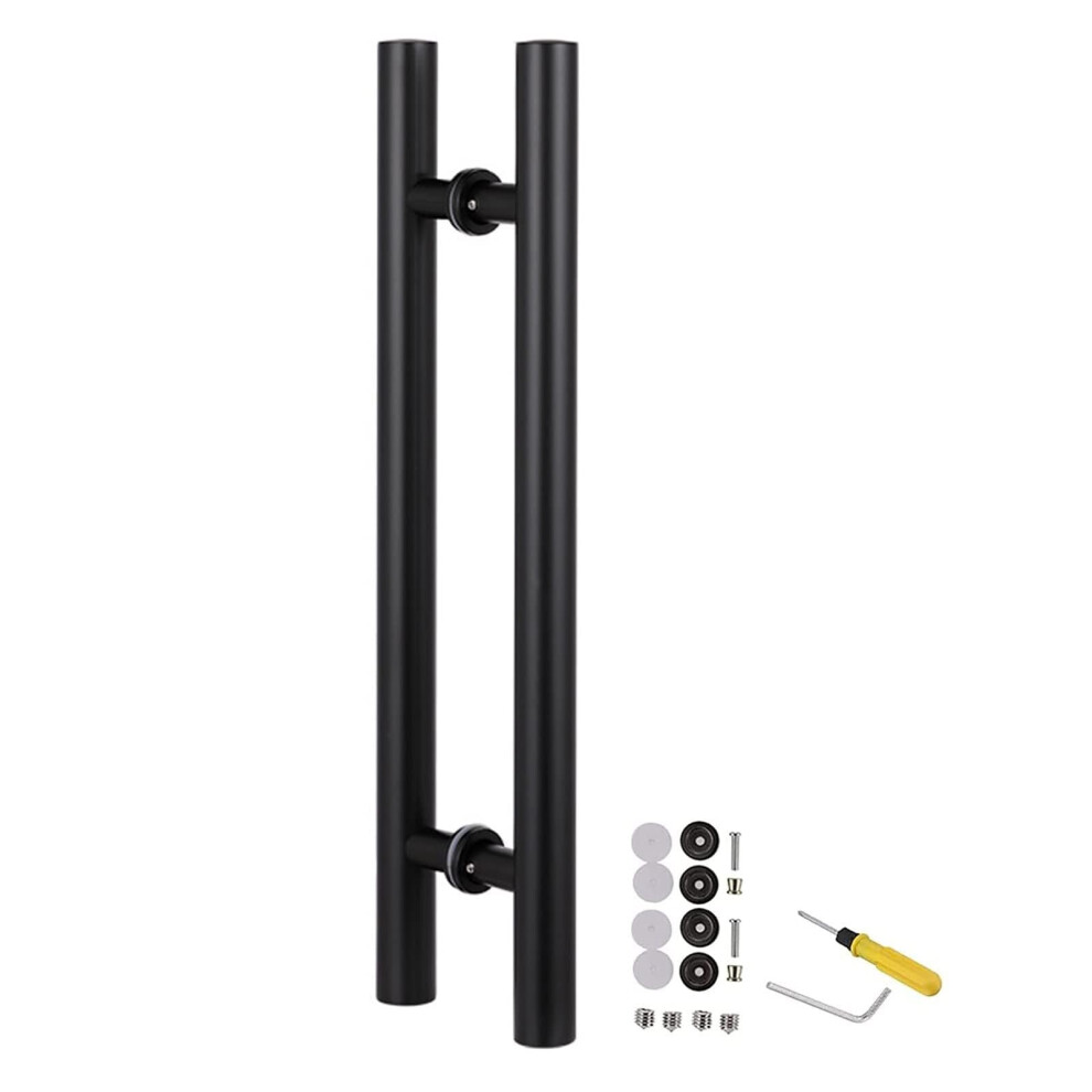 150Cm Matte Black Stainless Steel Door Pull Handle Set For Barn Shower Office Glass Doors, Rustresistant Dualsided Design 9330225546597