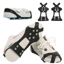 FOSDICK Crampons, Ice Grips for Shoes and Boots, Ice Cleats with 10 Stainless Steel Spikes, Rubber Snow Grips for Shoes, Anti-Slip Walk Traction Spike