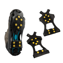 Golden Apple Anti-Slip Stretch Snow Ice Grips 10-Stud Spikes Over Shoe Traction Cleats Crampons Rubber Slip-on Shoe Cleats (L)