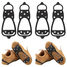 2 Pair Ice Cleats, Universal Non Slip Gripper Spikes Winter Ice Snow Spikes Grips Crampons Traction Cleats Anti-Skid Footwear for Shoes and Boots for