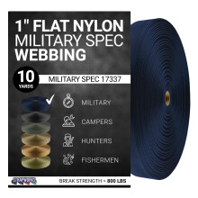 Strapworks Military Spec Flat Nylon Webbing ? MilSpec 17337 Strap for Slings, Backpack Straps, Tactical Projects, 1 Inch x 10 Yards, Navy