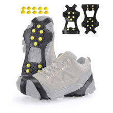 XZSUN Ice cleats?Snow Ice Traction Shoe Boot Cleats? Anti Slip 10-Studs Silicone Rubber Crampons with 10 Extra Studs for Footwear(S, Black)