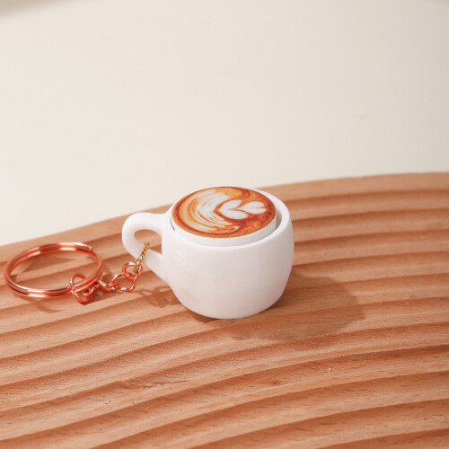 Adorable porte-clés tasse à café doté d'un mécanisme de-3 2