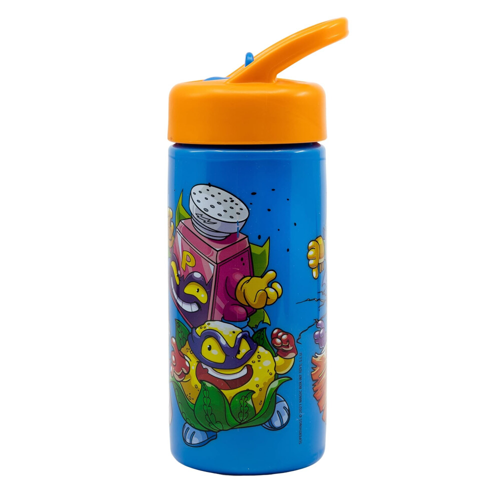 Stor Superthings 410Ml Sports Water Bottle With Straw And Built-In Handle