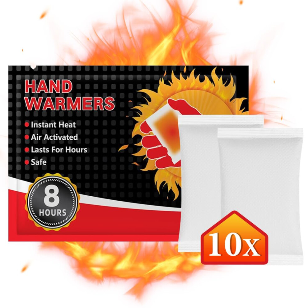 Flintronic Light 10 Pairs Hand Warmers, 12 Hours Warm Hands - Hand Heat Pads - Air Activated - Instant Heat - Natural Warmth - Pocket Heater