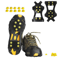Ice Cleats, Ice Grippers Traction Cleats Shoes and Boots Rubber Snow Shoe Spikes Crampons with 10 Steel Studs Cleats (Extra 10 Studs)