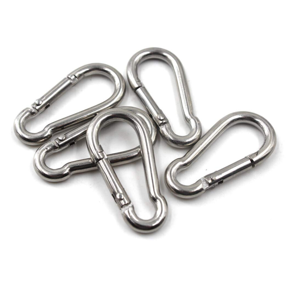M4 5/32" 304 Stainless Steel Spring Snap Link Hook, Loaded Hook,Locking Carabiner Clip Keychain For Home, Camping, Fishing, Hiking, Traveling(10Pcs) 5051224848614