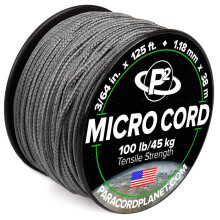 Paracord Planet Micro Paracord ? Thin Braided Cord for Crafting, Fishing, and DIY Projects in 38m Spools ? Charcoal Grey