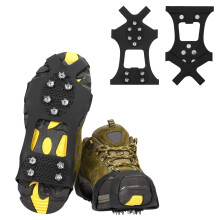 Ice Cleats, Ice Grippers Traction Cleats Shoes and Boots Rubber Snow Shoe Spikes Crampons with 10 Steel Studs Cleats (Extra 10 Studs)