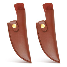 FAURAPMNG 2Pcs Leather Knife Sheath, PU Leather Knives Edge Guards for 6 Inch Boning Knife Leather Knives Scabbard Cleaver Blade Protector with Belt