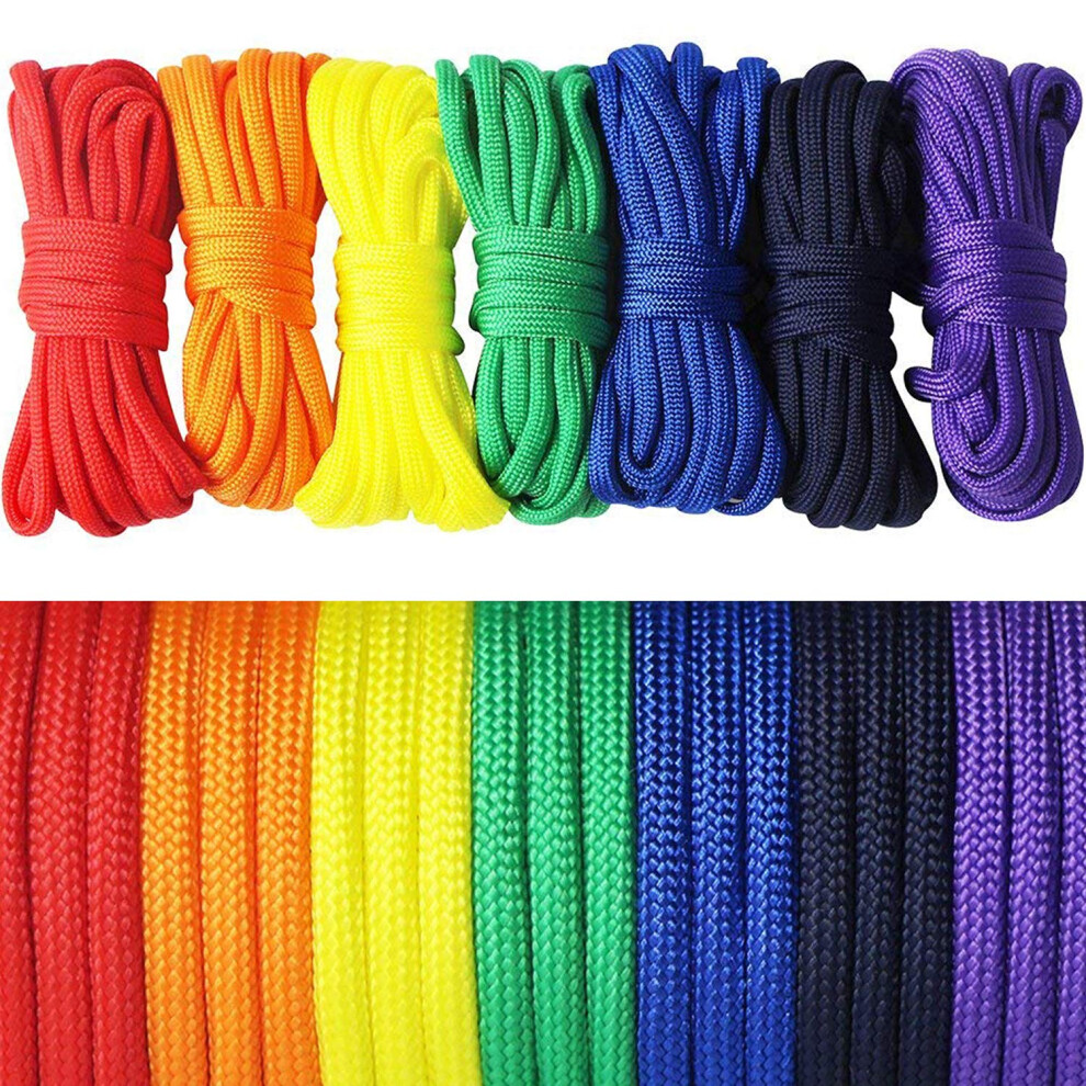 Photos - Climbing Gear UOOOM 7 pcs Paracord Bracelet Cord Parachute Rainbow Rope Outdoor Survival Safe Rope Set for DIY Hand Woven 10 Feet 7F