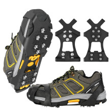 Ice Grips for Shoes, Xndryan Crampons Ice Cleats Traction Anti Slip Ice Snow Grips for Shoes and Boots Non Slip Gripper Spikes for Hiking Walking