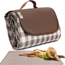 Picnic Blanket Outdoor Extra Large Picnic Mat 80"X60" Camping Blanket Beach Blanket Foldable Waterproof Sand Mat Hiking Travel Family Concerts(Brown)
