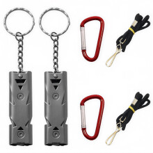 CTRICALVER Emergency Whistle, High Decibel Safety whistles with lanyard, keychain, Double Tubes Survival Whistle Electroplated grey, 80~150dB suitable