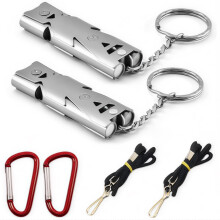 Survival Whistle, CTRICALVER High Decibel Safety whistles with lanyard, keychain, Double Tubes Emergency Whistle Electroplated silver, 80~150dB