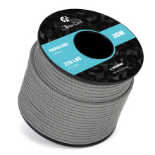 Abma Cord 2.4mm Paracord 275 30m Nylon Rope 4 Strands Tactical Parachute Cord - Max. 125kg (275lbs) - Grey