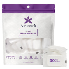 Serenorch Disposable Biodegradable Large Compressed Towel Tablets 30PC, 10"x12" Disposable Face Towel for Travel, Camping, Hiking, Sports, Outdoor,