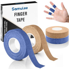 Samulee Finger Tape - 4 Rolls - Colour of Skin and Blue - 1.5cm x 10m | Cotton Sports Tape, for Jiu Jitsu, Bouldering, Rock Climbing, BJJ, Crossfit,