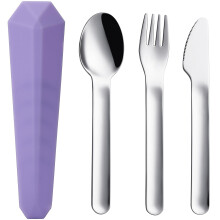 DEVICO Travel Cutlery Set with Case, Portable Picnic Camping Utensils Set for 1, Reusable 18/8 Stainless Steel Fork Spoon Knife for Lunch School
