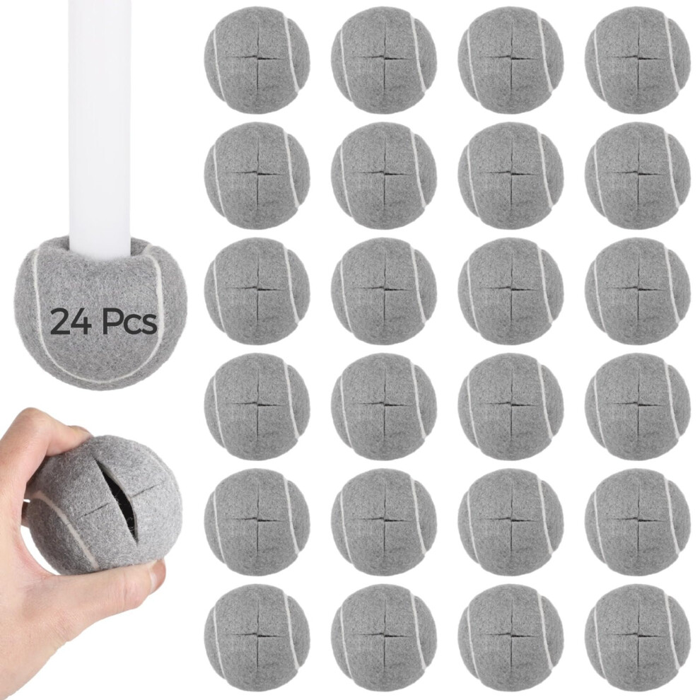 24 Precut Tennis Ball Chair Leg Floor Protectors, Nonslip Covers For Quiet Scratch Floors 9073542209201