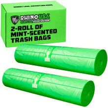 Rhino USA Scented Portable Toilet Bags (2 Rolls) Camping Toilet Bags for Outdoor 19 Litres Potty/Bucket - Replacement Poop/Waste Bag with Mint Scent