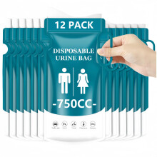 flintronic 12Pcs Disposable Urine Bags, 750ML Emergency Toilet Pee Bags with Handles, Portable Urine Bags for Men Women Kids Patients and Pregnant,