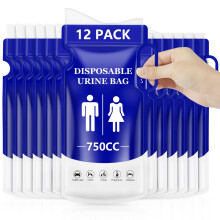 flintronic 12Pcs Disposable Urine Bags, 750ML Emergency Toilet Pee Bags with Handles, Portable Urine Bags for Men Women Kids Patients and Pregnant,