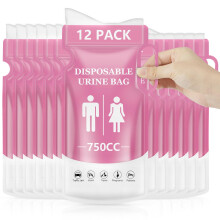 flintronic 12Pcs Disposable Urine Bags, 750ML Emergency Toilet Pee Bags with Handles, Portable Urine Bags for Men Women Kids Patients and Pregnant,