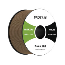 Brotree Paracord 2mm 30M 100% Nylon Rope 1 Strand Parachute Cord for Outdoor, Craft, DIY - 45kg Breaking Load (Mud Brown)