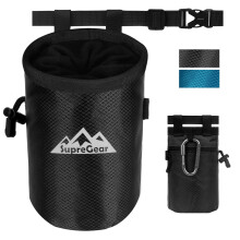 supregear Chalk Bag for Rock Climbing, Large Zipper Pocket with Brush Holder, Drawstring Closure, and Carabiner Clip, Ideal for Bouldering,