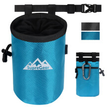 supregear Chalk Bag for Rock Climbing, Large Zipper Pocket with Brush Holder, Drawstring Closure, and Carabiner Clip, Ideal for Bouldering,