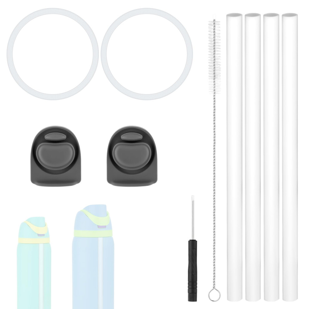 Boxob Replacement Parts Kit Accessories For Owala Freesip 24Oz 32Oz, 2 Bottle Lid Top Stopper Plug 2 Bottle Gasket Seal Ring With Screwdriver Cleaner Straw