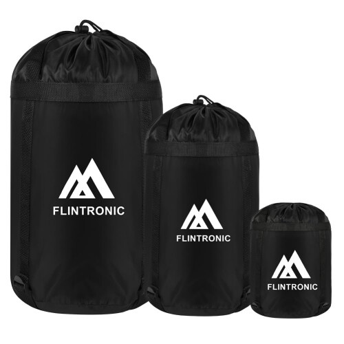 flintronic 2 Pcs Compression Stuff Sack for Sleeping Bag, Lightweight Waterproof Compact Stuff Sack, Compression Bag with Ripstop Fabric, Storage Bag