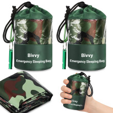 flintronic 2PCS Survival Sleeping Bag, Emergency Bivvy Bag, Emergency Rescue Blanket, Rescue Tent, Reusable, Waterproof, Ultralight, Heat-Repellent,