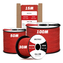Brotree 3mm Paracord 425 100% Nylon 30M Rope 3 Strands Type II Parachute Cord for Outdoor, Craft, DIY - 192kg Breaking Load (Red)