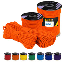 EDCX 4 mm Polyester Paracord 550 (15, 30 and 50 m) ? 4 mm Type III, Tear-Resistant Parachute Cord for Survival Made of 100% Polyester with 7 Wires |
