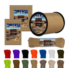 HERCULES 550 Paracord 4mm Type III 7 Strands Parachute Cord, 100' Desert Tan Utility Rope for Crafting, DIY, Camping, Survival, Outdoor