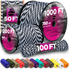 TECEUM Paracord Type IV 750 lb Urban Camo ? 30 m ? 4mm ? 100% Nylon Strong Tactical MIL?SPEC Parachute Cord ? Survival Rope Emergency 11 Strands Core