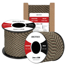 Brotree 2mm Paracord 3 Strands 30M 100% Nylon Rope Parachute Cord for Outdoor, Craft, DIY - 90kg Breaking Load (Forest Camo)