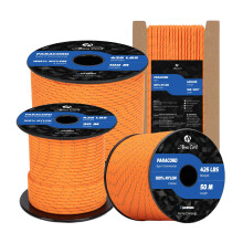 Abma Cord Paracord 3mm 15m 100% Nylon Rope Type II 3 Strands Parachute Cord - Max. 192kg (425lbs) - Reflective Orange