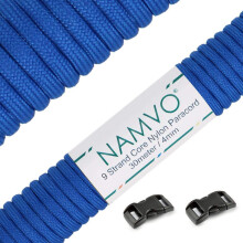 Namvo Mil Spec Type III Nylon Parachute Cord, 9 Inner Strands Strong Breaking Strength 4mm Diameter 100 Feet 550 Paracord Blue