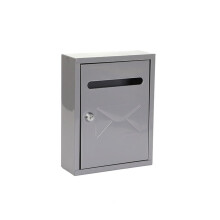 European Style Iron Mailbox Gray Durable Metal Wall Mount Mailbox for Home Entryway and Letters