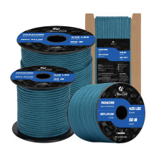Abma Cord Paracord 3mm 30m 100% Nylon Rope Type II 3 Strands Parachute Cord - Max. 192kg (425lbs) - Teal