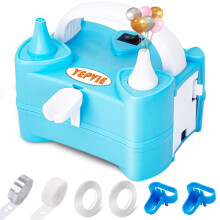 YEPVIE Electric Balloon Pump, Portable Dual Nozzle Balloon Inflator Machine with 6 Ballon Arch Kits, 2 Inflation Modes Electric Air Balloon Blower