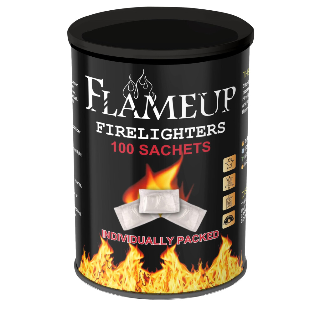 Photos - Other Hand Tools FlameUp Fire Lighters for Wood Burners ? 100 Individually Wrapped Smokeless Firelighters for Wood Burners, Log Burner & Fire