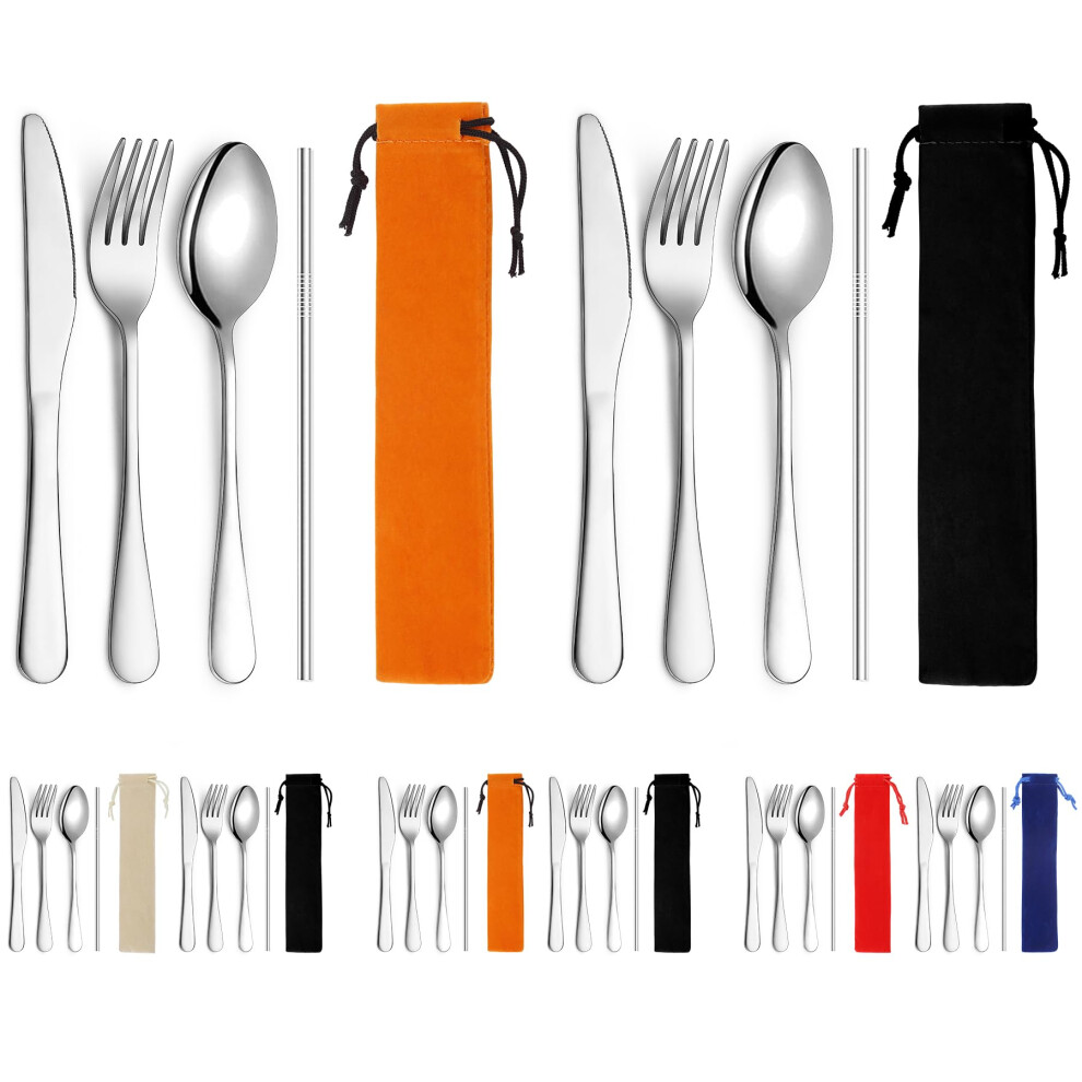 Photos - Other Camping Utensils Kyraton Camping Cutlery Set 2 Pack with Portable Base, Stainless Steel Flatware Camping Utensil Set for Outdoor Travel Picni