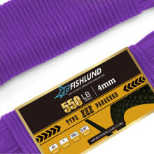 FISHLUND Paracord 550 lb, 7 Strand Paracord Rope 100ft 4mm, Nylon Parachute Cord for Camping, Purple