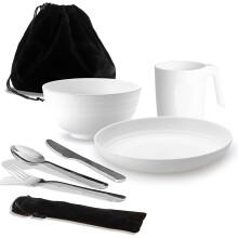Camping Utensils, Reanea Camping Mess Kit for Travel, Camping, Picnic, Outdoor, Camping Gear Include Knife, Spoon, Fork Cutlery Set, Cup, Bowl, Plate,