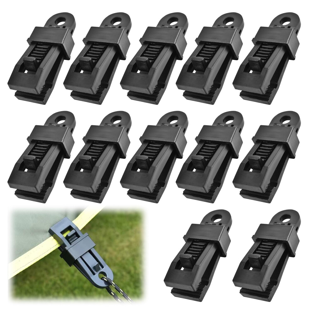 12 Pcs Heavy Duty Tarpaulin Clips Set, Tarp Clamps With Crocodile Mouth Design ? Durable Plastic Tent Clips For Camping, Boat Covers, Awnings, Shade 5051224889792